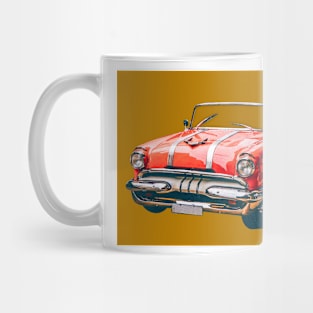 Sixties Era Red Car On Dark Gold Vintage Auto Style For Petrolheads Mug